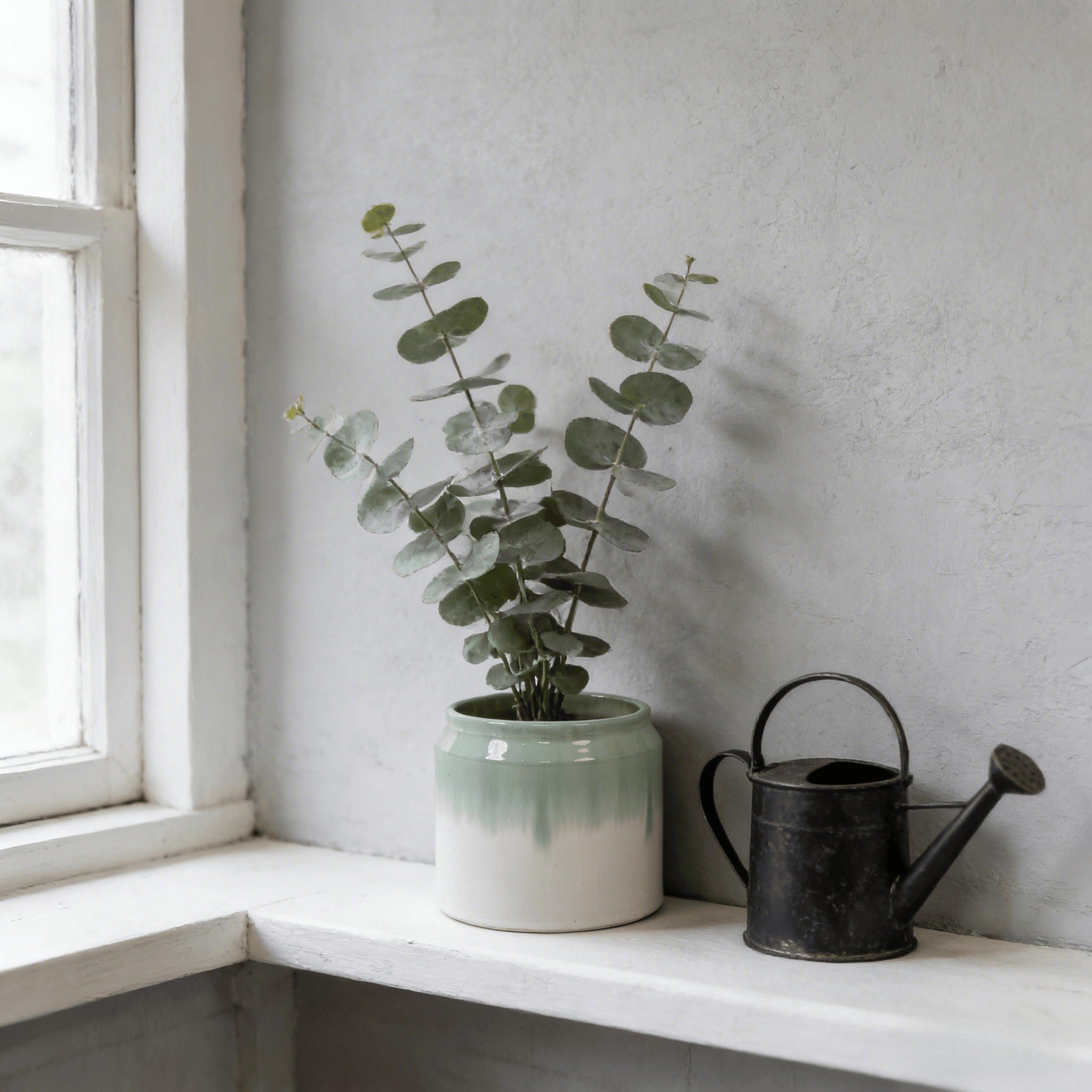 Free Shipping US Stock 3-Day Fast Shipping Green-White Glaze Handmade Ceramic Planter Set 2 Flower Pots Garden Use Breathable