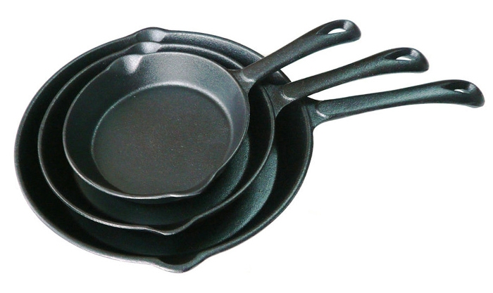 Cast Iron Frying Pan Heavy-Duty Professional Restaurant Chef Quality Cookware Set - for Frying- Saute- Cooking