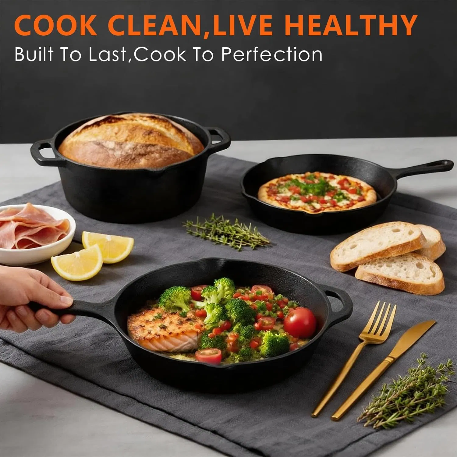 Ultimate 6 Piece Pre-Seasoned Cast Iron Cookware Set