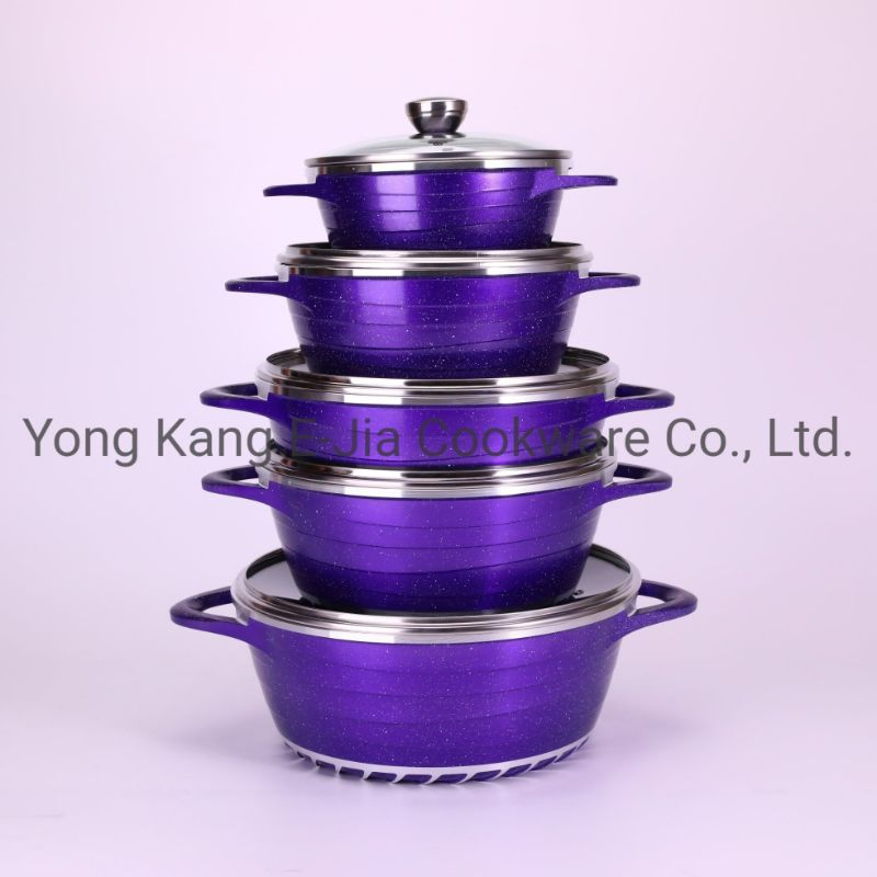 New Design 10 Pieces Set Die Cast Aluminium Casserole Granite Cooking Pot Cookware Sets