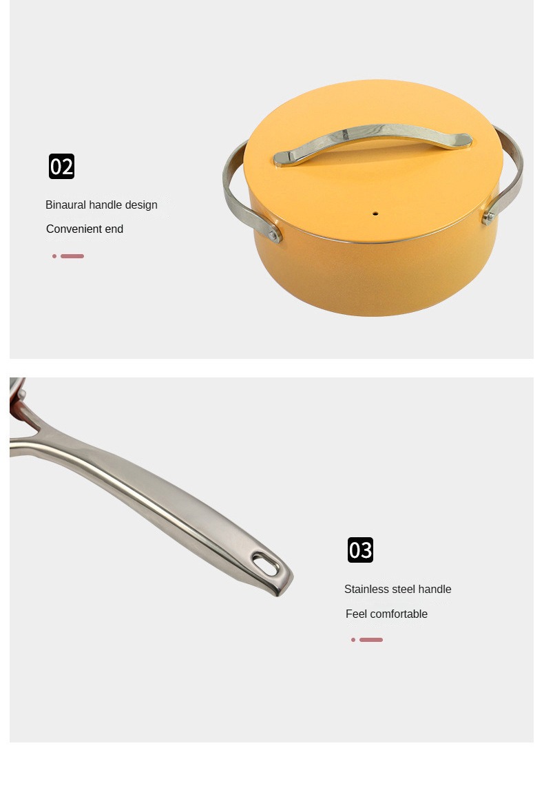 High-Temp Resistant Cookware Set 26-28cm Deep Fry Pans 18-24cm Stock Pots With 3 Lids Industrial-Grade Ceramic Coating