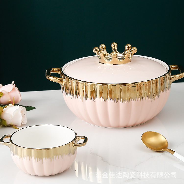 SS51 4 Color Nordic Ceramic Soup &amp; Stock Pots Luxury Soup Tureen Porcelain Soup Set With Stand