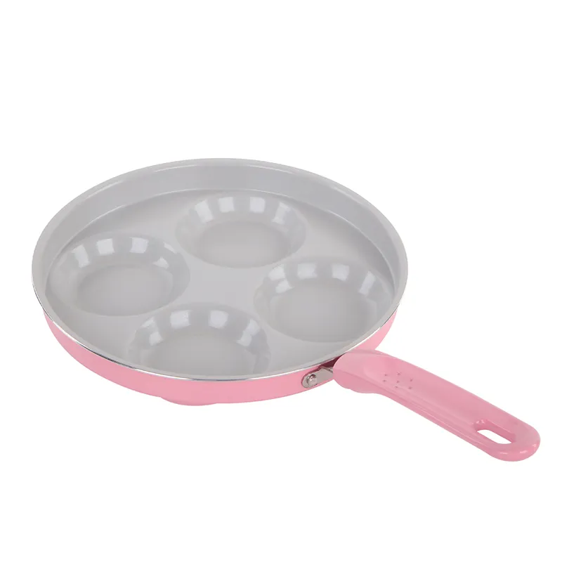 Convenient 4 in 1 Aluminum Ceramic Coated Burger Patty Press Frying Pan