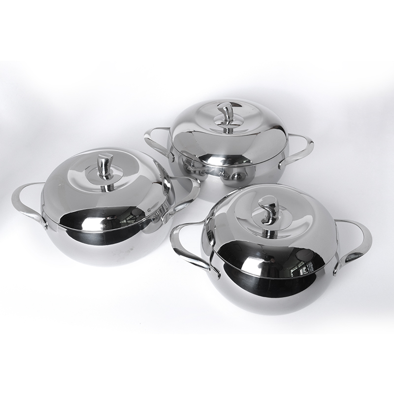 Customized Design apple Shape Tri-ply Stainless Steel 304 antiscald Handle Induction Steamer Casserole Cookware Cooking Pot Set