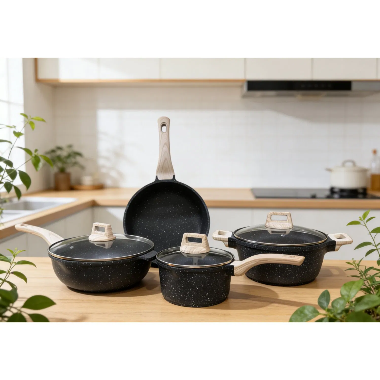 Kitchen Tool Pot Pans Non-Stick Non-Toxic Healthy Nonstick Kitchenware Cooking Cookware Set
