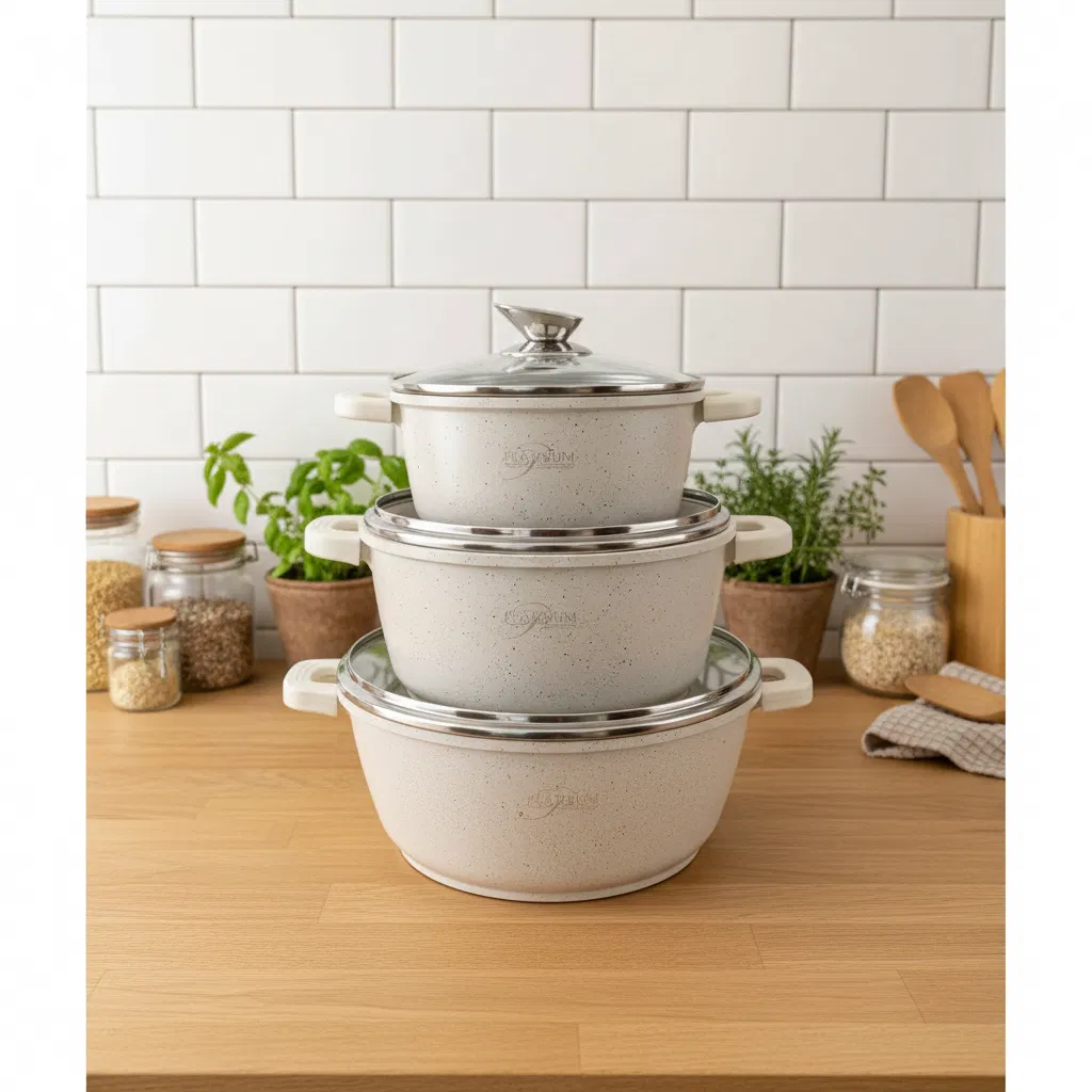 Factory Marble Modern Kitchen Ware Cookware Set Casserole Aluminium Fry Pan Ceramic