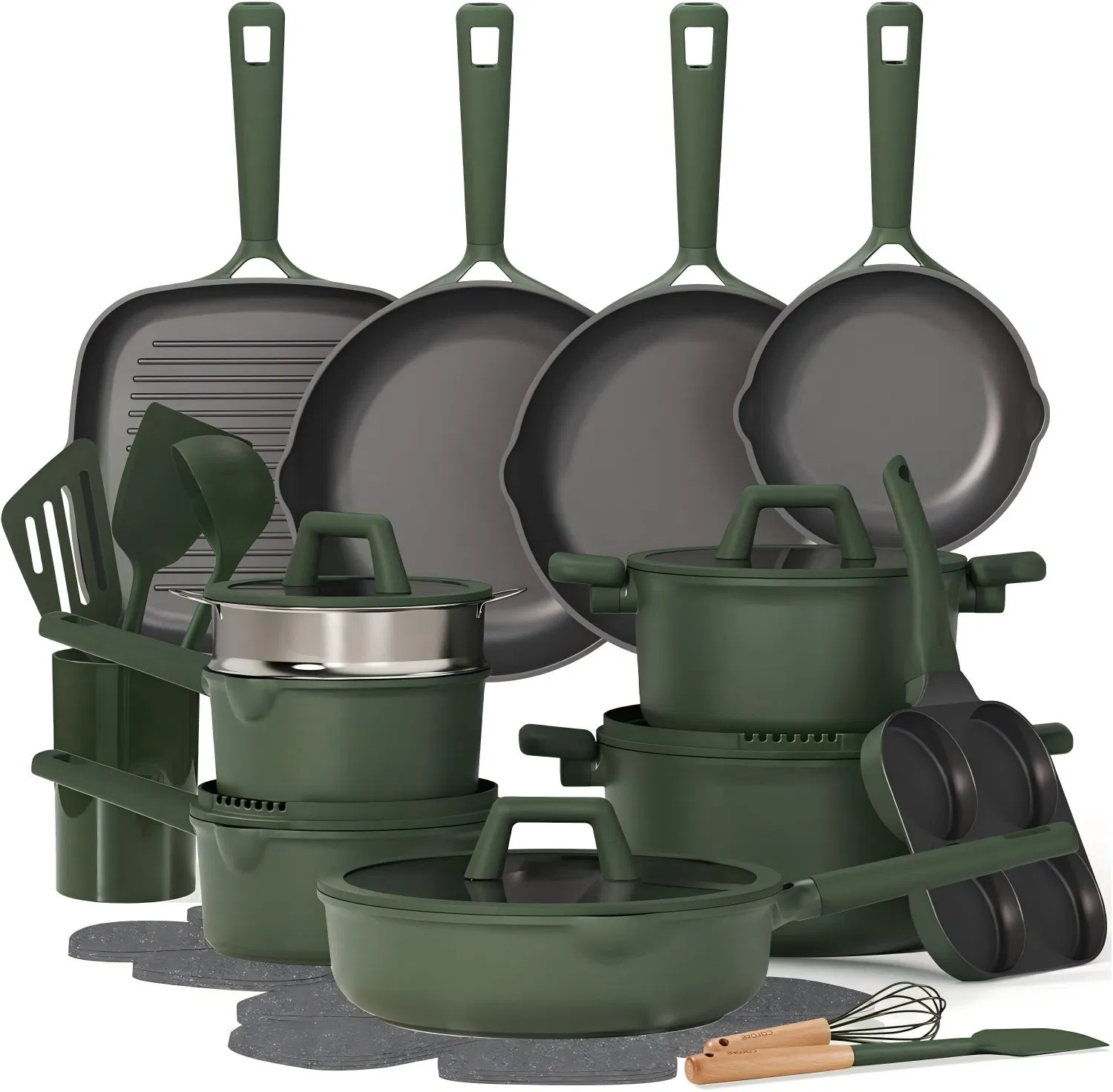 31PCS Pots and Pans Set, Nonstick Cookware Set Kitchen Non Stick Induction Titanium Cookware Non-Toxic Granite Cooking Set, Pfoa Free