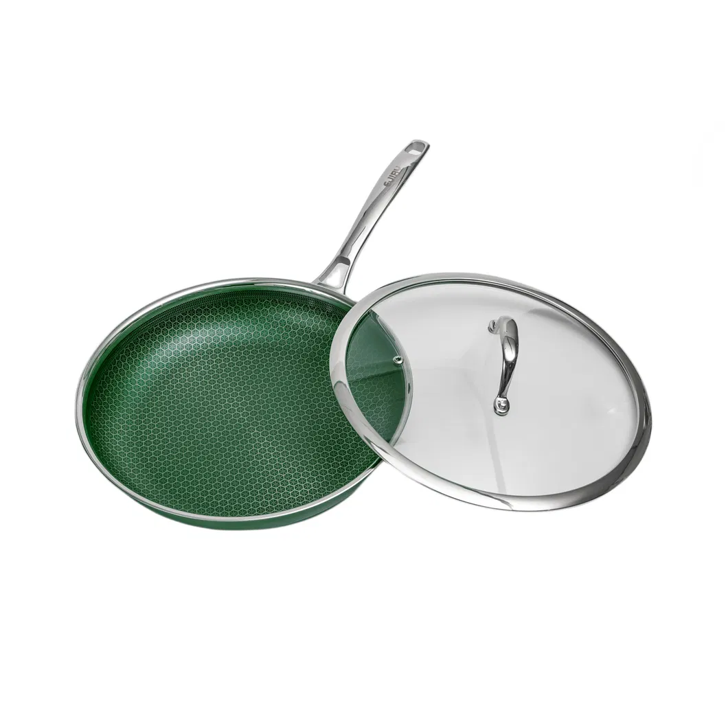Nonstick Honey Comb Coating Stainless Steel Blackish Green Ceramic Outer Layer 2PCS Cookware Set