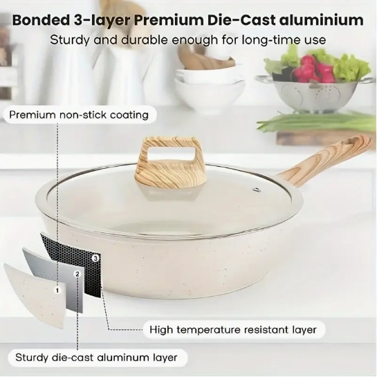 12-Piece Nonstick Cookware Set Healthy Pots and Pans Set, Non-Toxic Kitchen Cooking Set with Silicone Utensil Tools