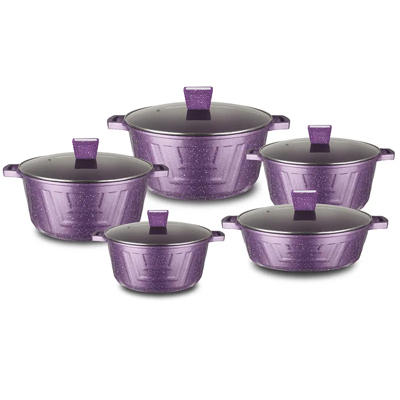 10 PCS New Aluminum Kitchen Cooking Pots Ceramic Casserole Nonstick Dessini Cookware Sets - Product Angle 1