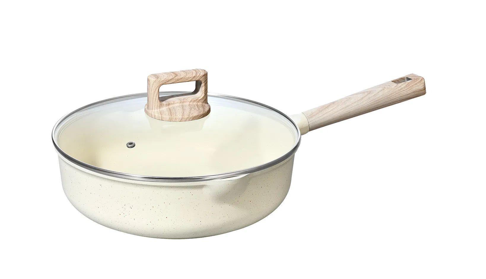 Beige Ceramic Cooking Pot Casserole Cookware Set Fry Pan Kitchen Aluminium