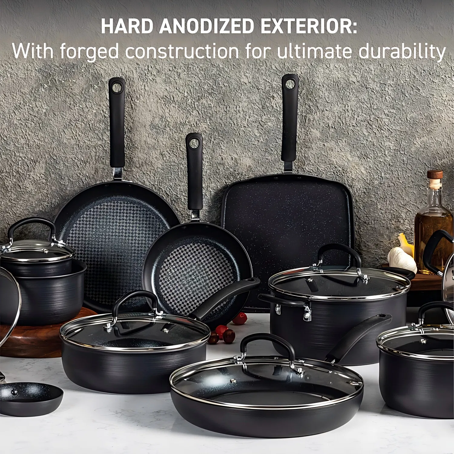 Ultimate Hard Anodized Nonstick Pots and Pans Set 17 Piece