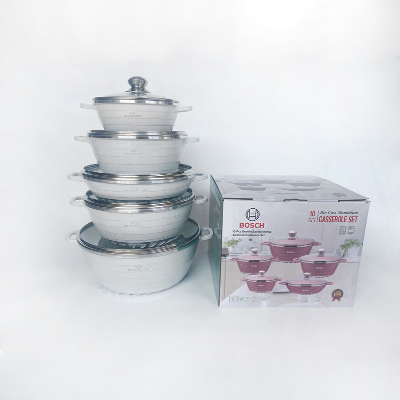 Top Selling Casserole Set Diecast Aluminium Non-Stick Kitchen Cooking Pot 10 PCS Aluminium Cookware Set
