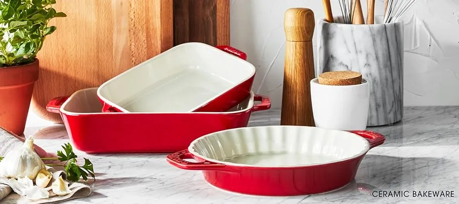 2-Piece Ceramic Rectangular Casserole Dish Baking Dish Set Detailed View 1