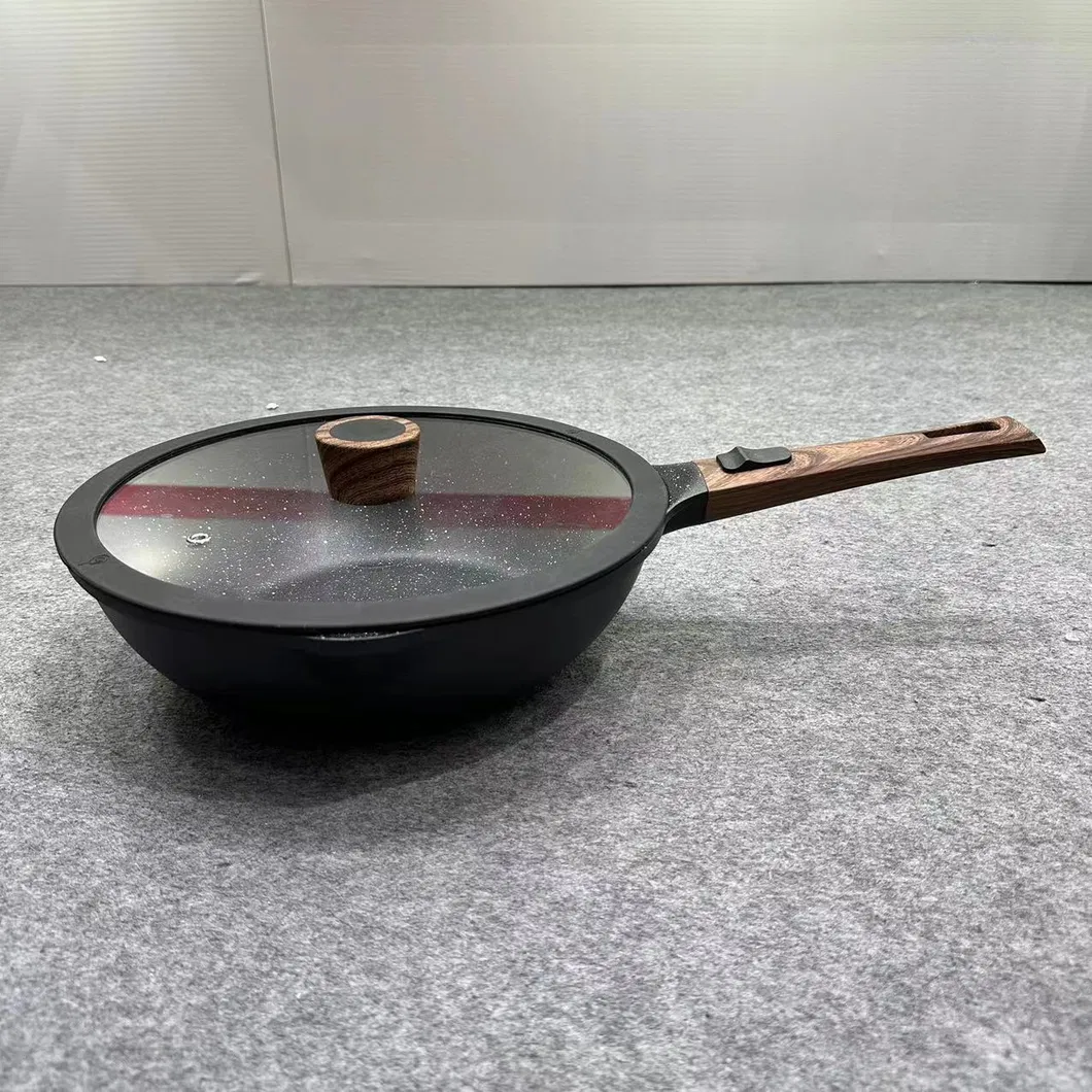 New Arrival Black Marble Die Casting Aluminum Cookware Set in Detachable Handle