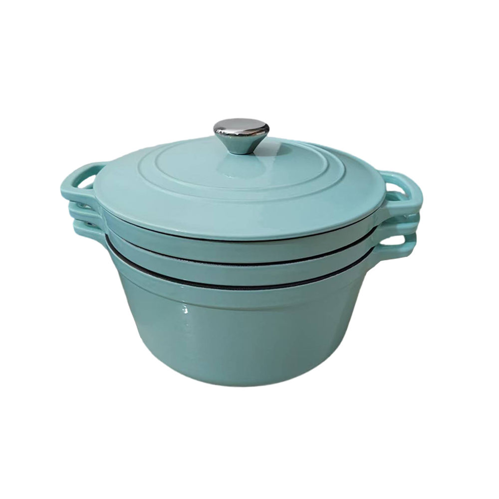 4-in-1 Cast Iron Stackable Pot Cookware Set Enameled Dutch Oven Set Multi-Cooker