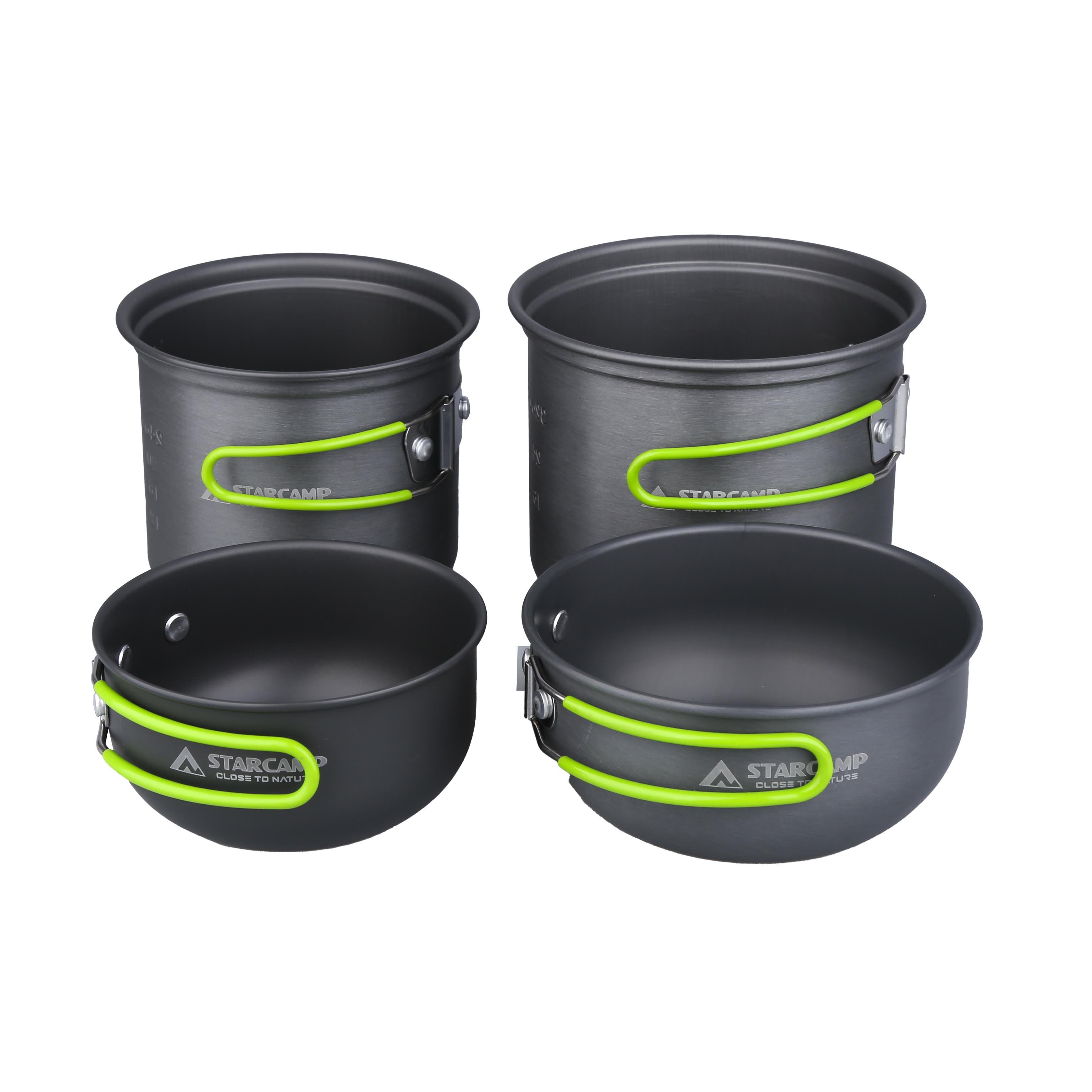 STARCAMP 2-3 Person 5 In 1 Aluminium Outdoor Picnic Camping Cookware Mess Kit Camping Cooking Set Pot Pan Kit