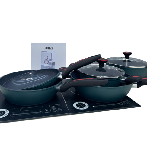 China Factory 10PCS Green Color Forged Aluminum Cookware Set with Bakelite Handle