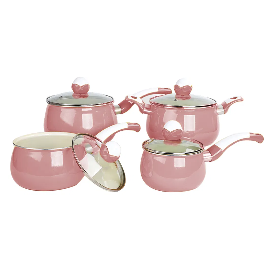 High Quality Pressed Aluminum Non Stick Ceramic Casserole Fry Pan Cookware Sets with Milk Pot