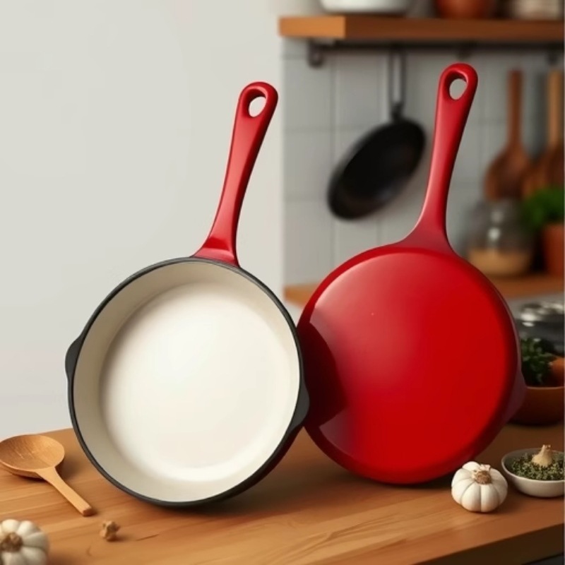 Professional Restaurant Chef Quality Skillet 3 Piece Set Round 6/8/10 Inch Enamel Cast Iron NonStick Grill Frying Pan