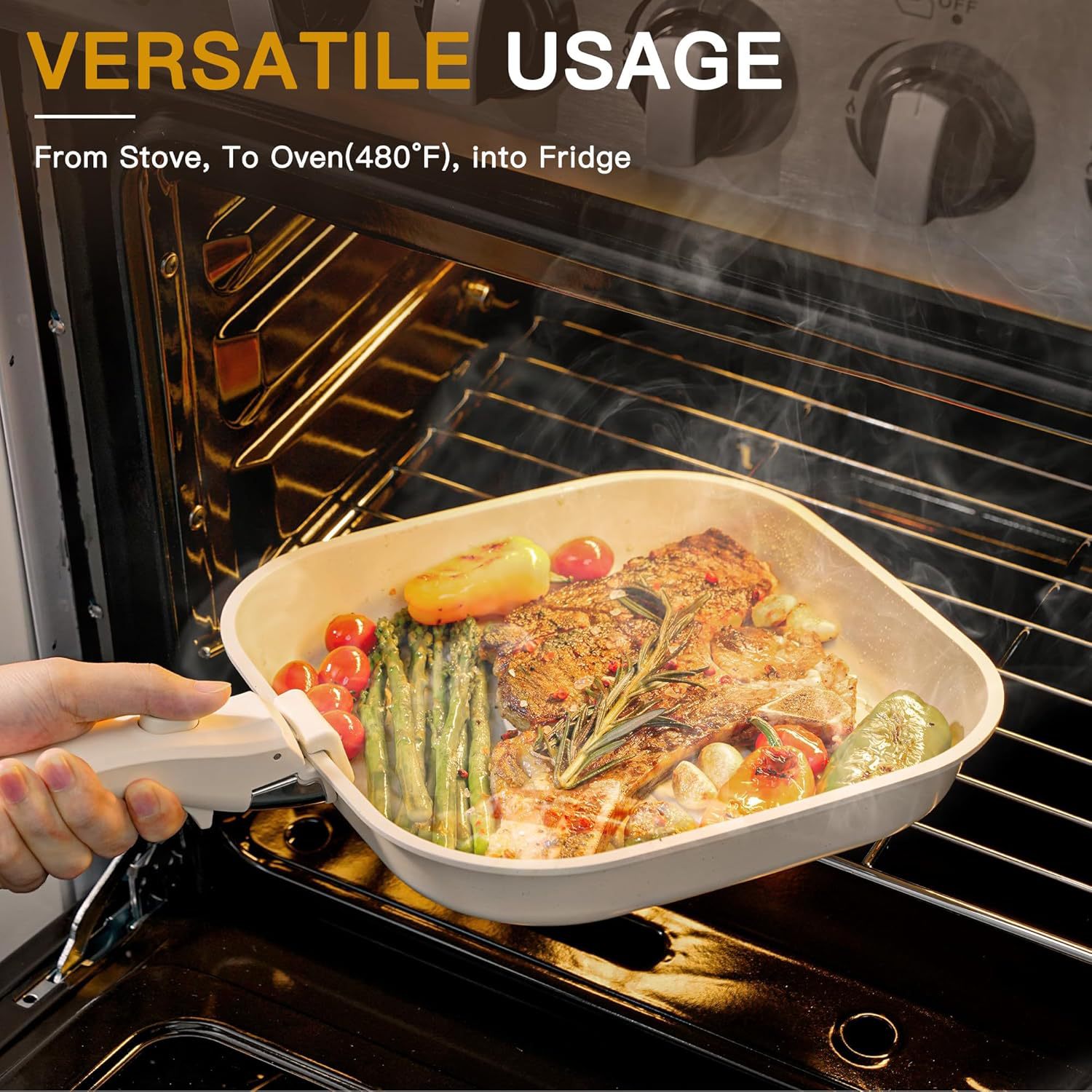 Removable Handle Nonstick Set | Thickened Cookware for All Stoves, High-Design Solid Color Pot Set