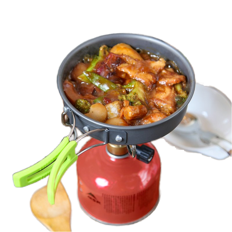 Hard Anodized Aluminum Camping Cookware Set Lightweight Outdoor Portable Pot Pan Kettle Mess Kit