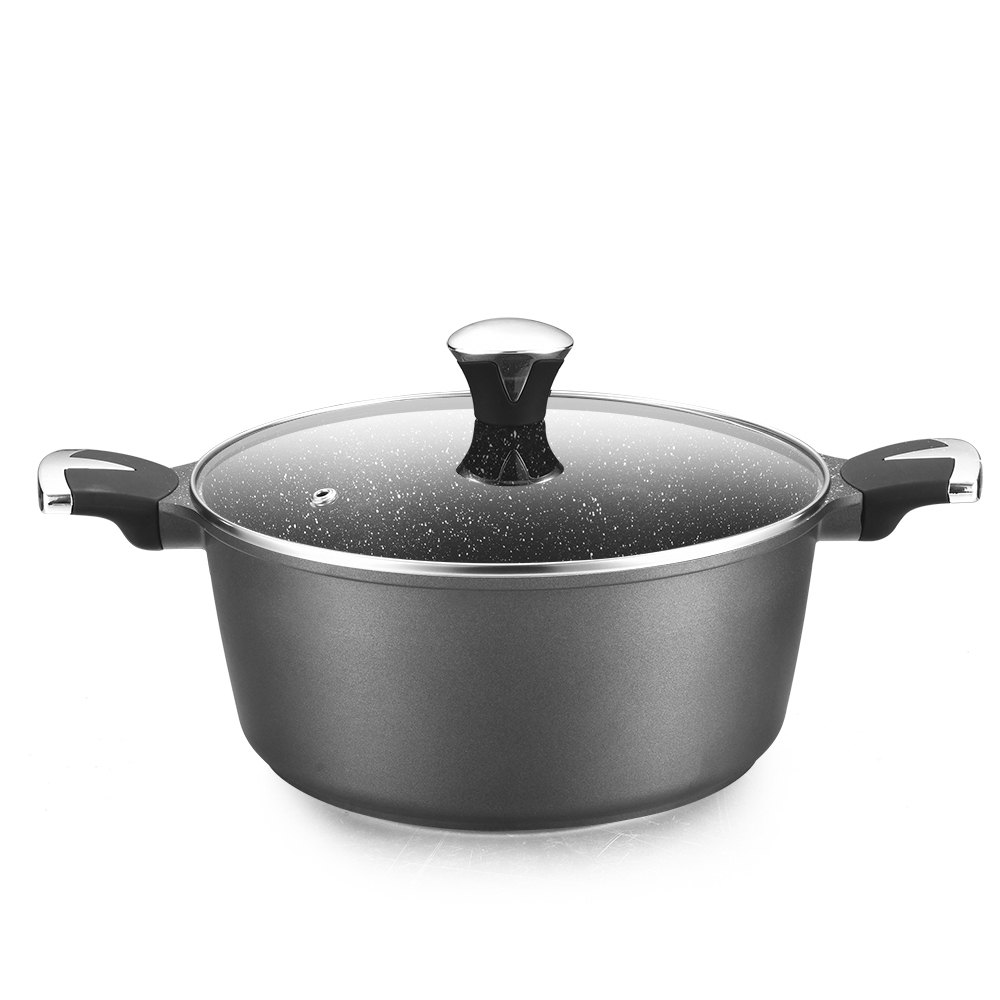 Soup Pot Set Home Kitchen Aluminum Ceramic Coated Nonstick Cookware Sets With Stainless Steel Glass Covers