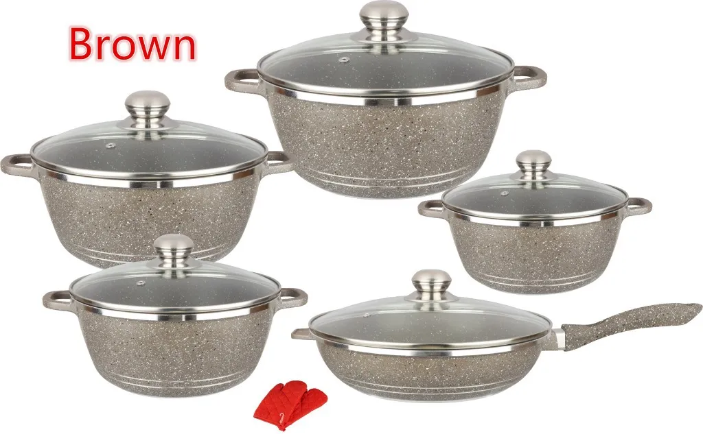 Kitchen Nonstick Pots and Pans Set Non-Stick Aluminum Cookware Set with Ceramic Coating Pots and Frying Pans Dishwasher Safe