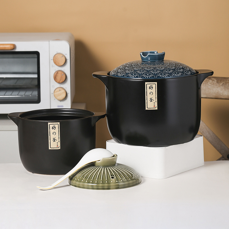 Kitchenware Supplier Wholesale Cookware Soup &amp; Stock Pots Two Ears Handle Cooker Ceramic Casserole Pots Set