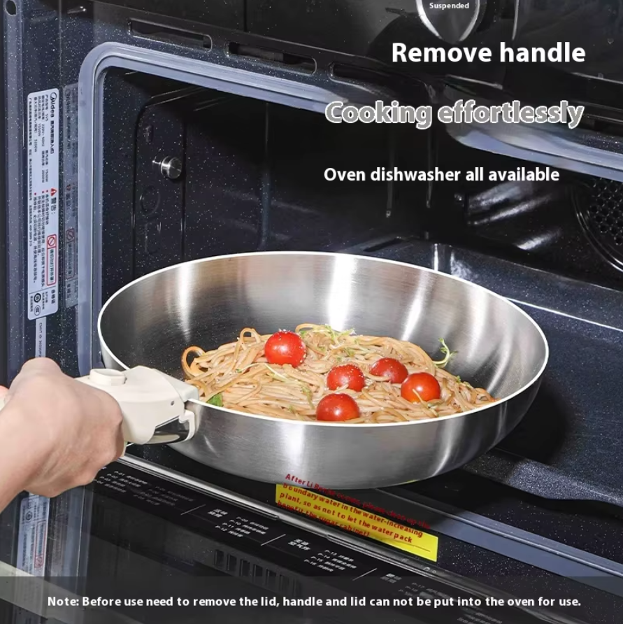 304 Stainless Steel Classic Electromagnetic Gas Full Set Cookware Non-Stick Household Kitchenware Detachable Handle Frying Pan