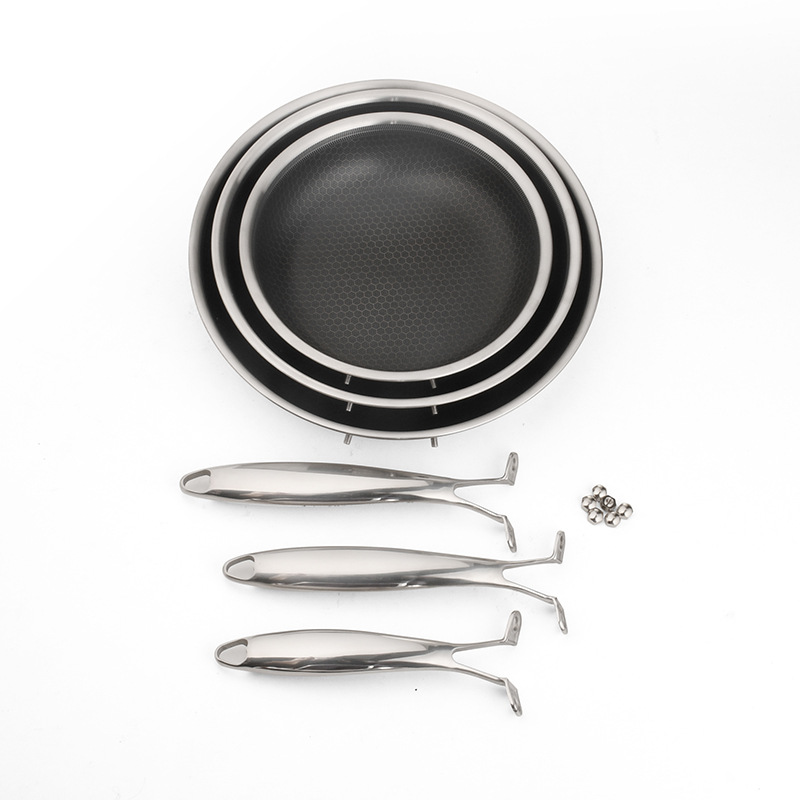 Stainless Steel Kitchenware Set Non-Stick Pan Removable Handle