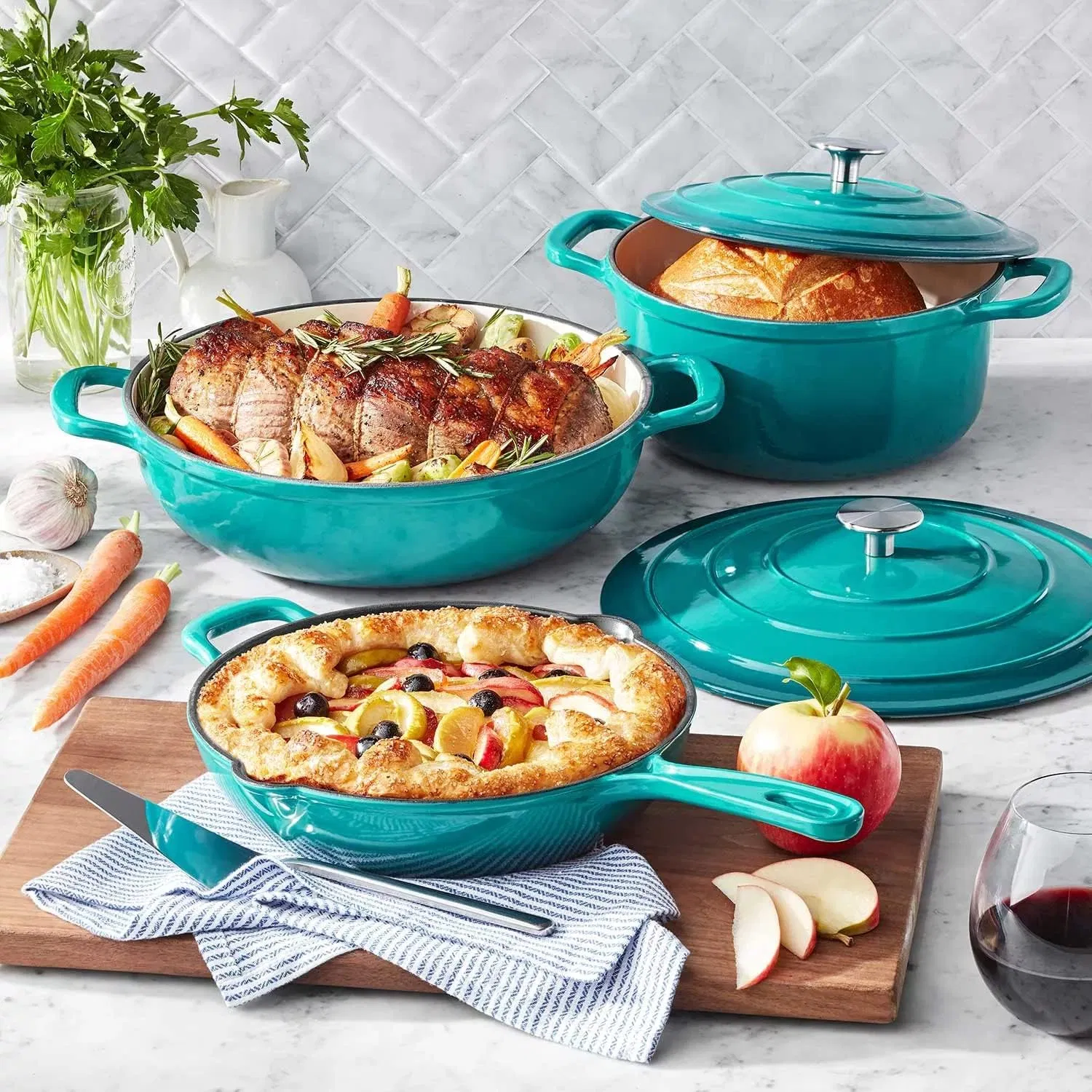 Kitchen Pots and Pans Set Cast Iron Pot Casseroles Dutch Ovens Nonstick Enameled Ceramic Pan Casting Iron Pan Cookware Sets