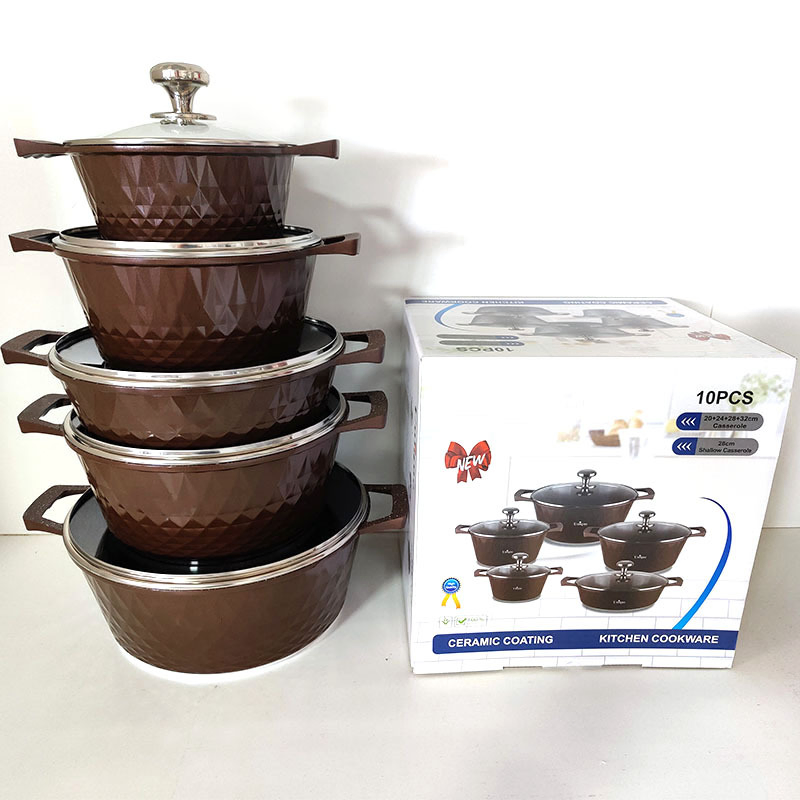 Diamond 10PCS Pots and Pans Set Nonstick Granite Induction Aluminum Cookware Sets