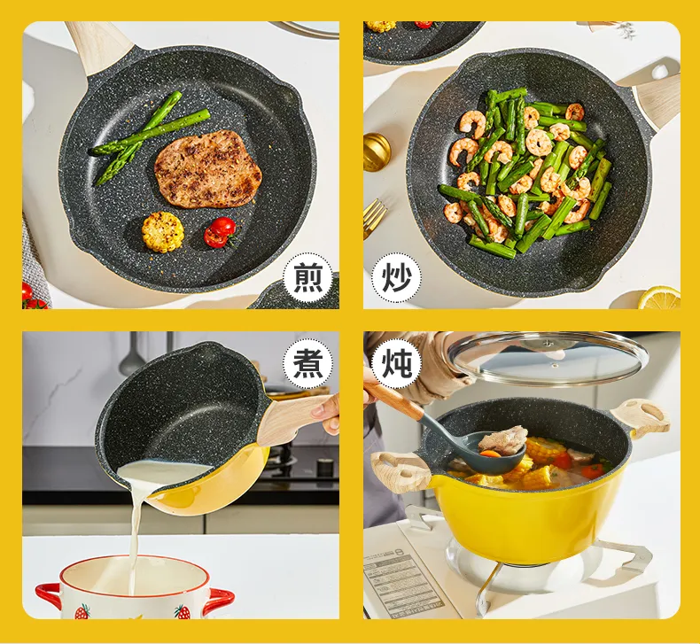 Factory Aluminium Cookware Set Casserole Fry Sauce Pan Granite Ceramic Kitchen Cooking