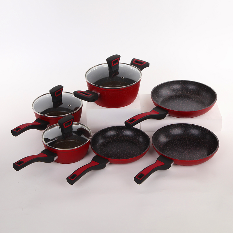 Wholesale Factory Price Frying Pan Set Granite Cookware Set with Induction Base