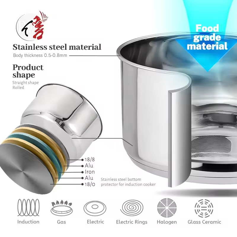Hot Sale Stainless Steel Multifunctional Cooking Pot Milk Pot Cookware Non Stick Kitchenware Cookware Set