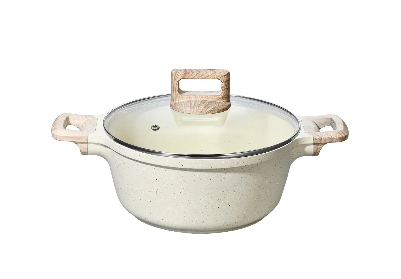 Beige Ceramic Cooking Pot Casserole Cookware Set Fry Pan Kitchen Aluminium