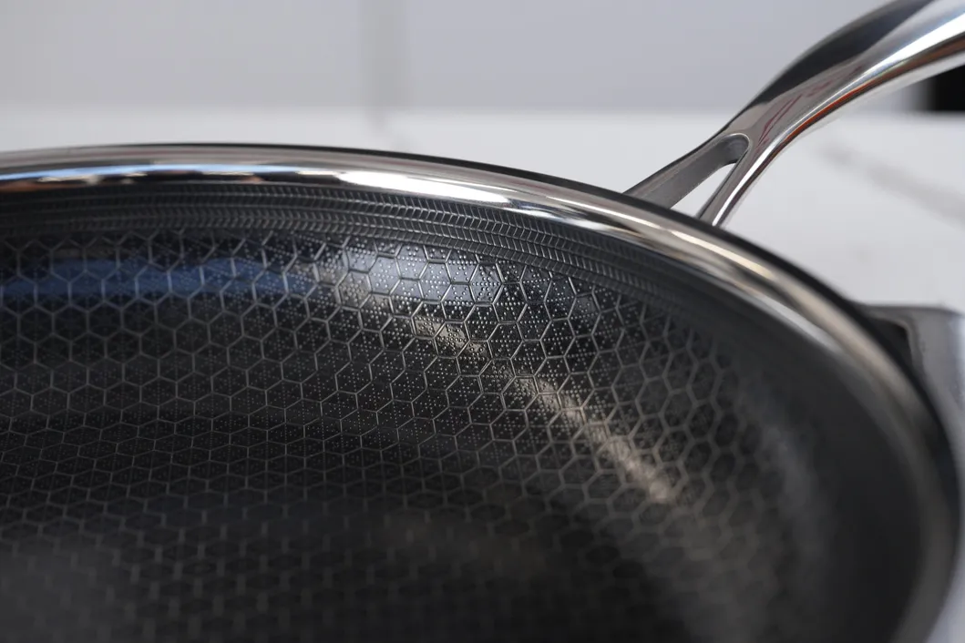Custom label Cookware Tri-Ply Stainless Steel Skillet Ceramic Honey Comb Frypan Pfoa & Pfas Free