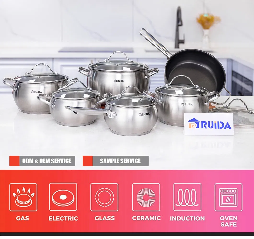 Kitchen Cooker G Shape Lid Induction Base Cookware Set with Frypan