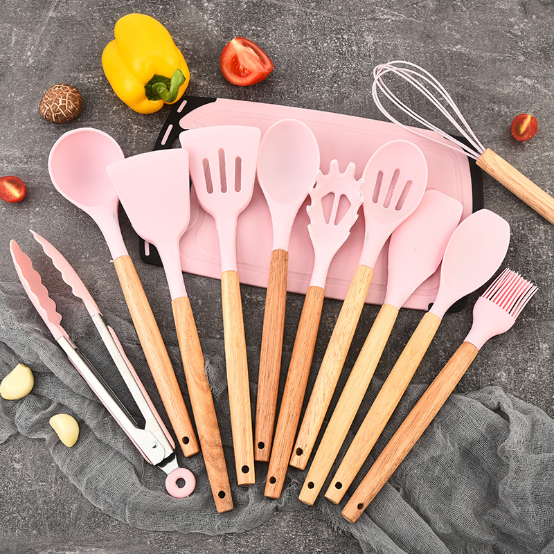 Supply 19PCS Silicone Kitchen Utensils Sets Non Stick Kitchen Cooking Tools Set Kitchenware Set with Chopping Board and Knife