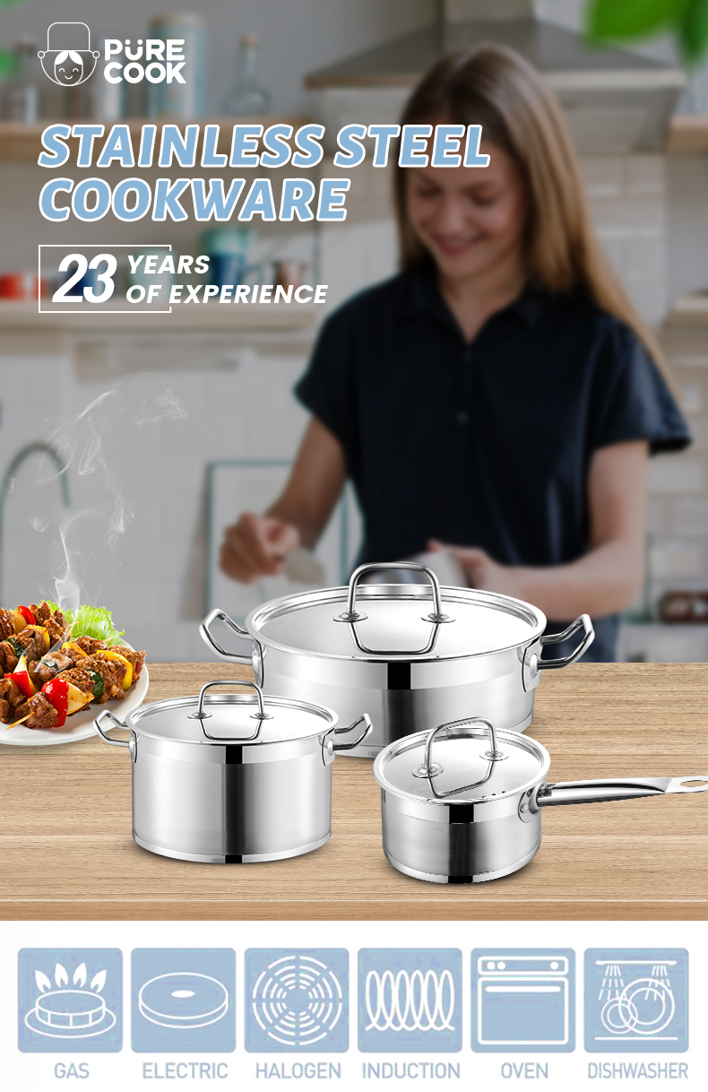 Customized Design apple Shape Tri-ply Stainless Steel 304 antiscald Handle Induction Steamer Casserole Cookware Cooking Pot Set