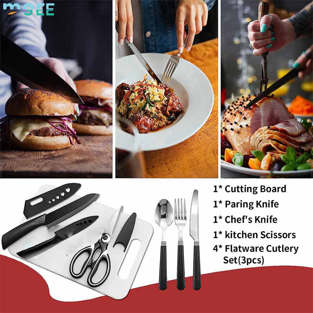 SeeMore Portable Camping Kitchen Utensil Camping Cookware Knife Fork Spoon Chef's Knife Cookware Kit