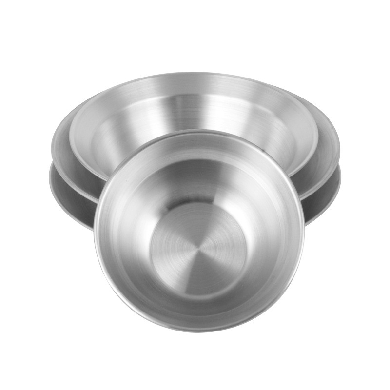 Factory Direct Modern Outdoor Stainless Steel Cookware Set Round Eco-Friendly Durable Bowl and Plate Camping