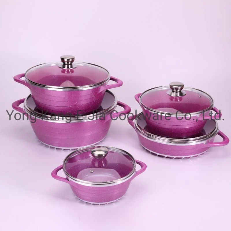 New Design 10 Pieces Set Die Cast Aluminium Casserole Granite Cooking Pot Cookware Sets