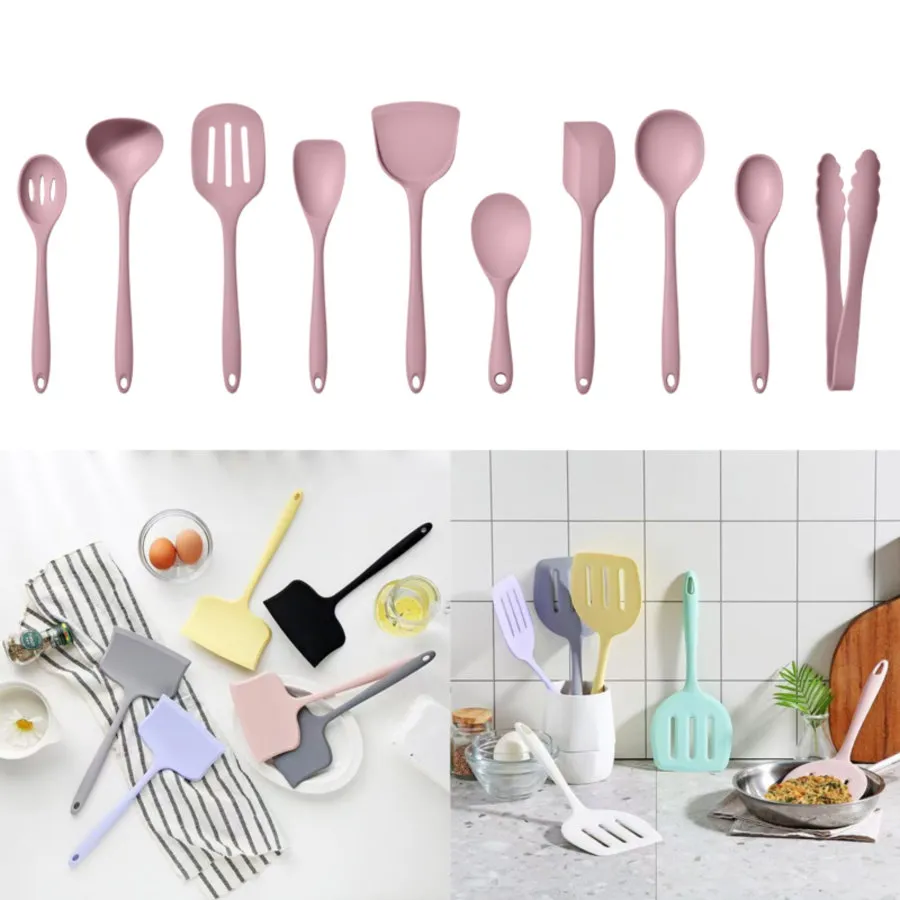 Flexible Non Toxic Silicon Cookware Manufacturing Customizable Easy to Clean Thickened Silicone Cooking Utensils Set