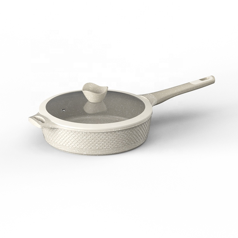 7PCS Non Stick Cookware Set Granite Coating Interior Matte Finish Exterior Pots and Pans Aluminum Die Cast Cookware Set with Induction Bottom