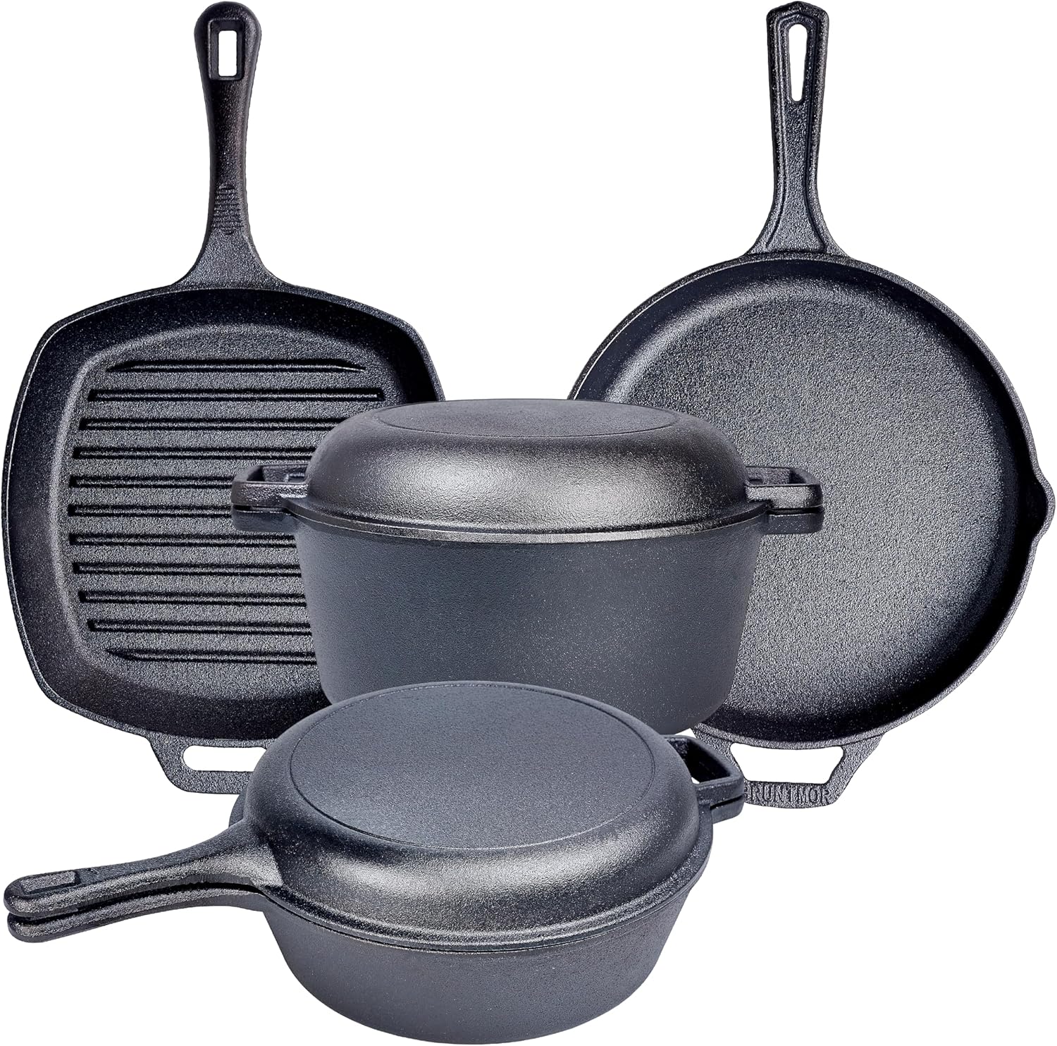 Camping Cookware Set Pre-Seasoned Cast Iron Pots and Pans Dutch Oven Set with Lids for Outdoor Comefire with Storage Box