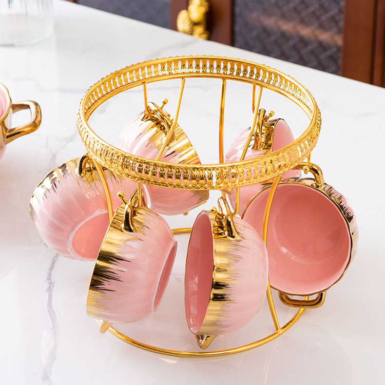 Luxury Gold Edge Green Pink White Black Dinnerware Set Porcelain Luxury Ceramic Tableware Soup Stock Pot and Bowl Set