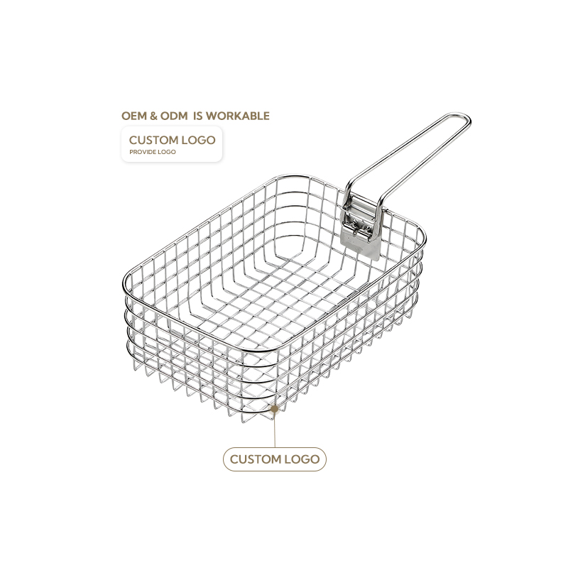 Campingmoon Outdoor Camping Cookware Set Folding Stainless Steel Wire Mesh Frying Chip Fry Basket