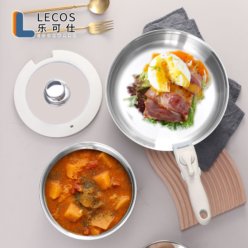 Factory Custom Premium Stackable Induction Kitchen 3 Ply Stainless Steel Cookware Sets Removable Handles Pots and Pans Set